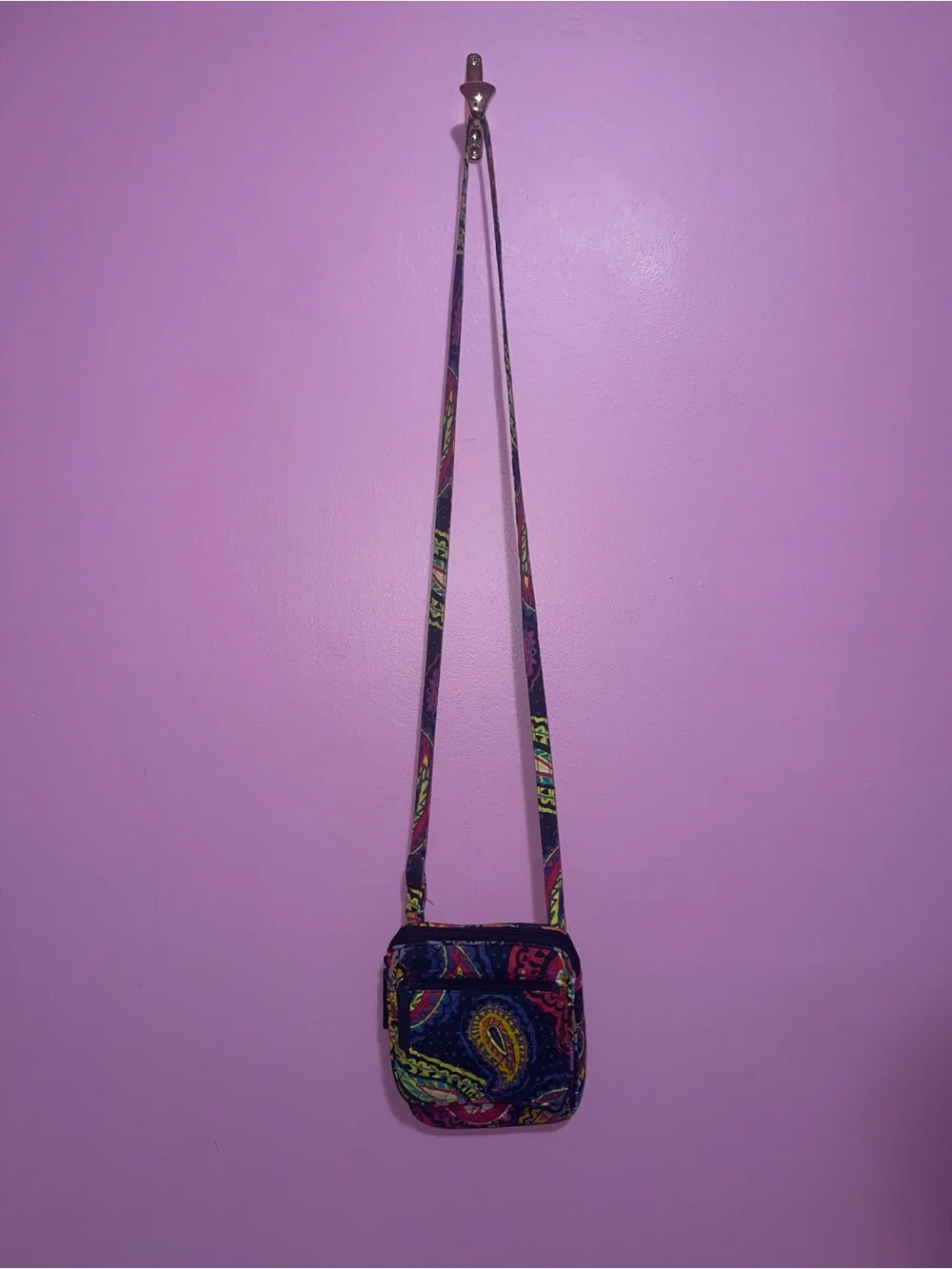 Vera Bradley Mini Hipster Crossbody Bag Twilight Paisley Black Multicolour - Picture 3 of 11
